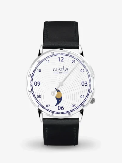 Montre Phase de lune mono aiguille homme - Gustave & cie - Montres - Georges argent et blanc – Image 8