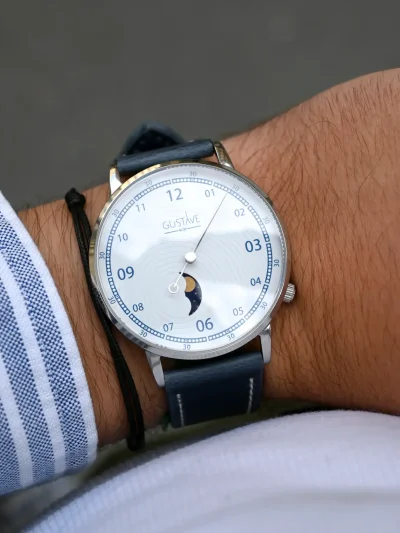 Montre Phase de lune mono aiguille homme - Gustave & cie - Montres - Georges argent et blanc – Image 5