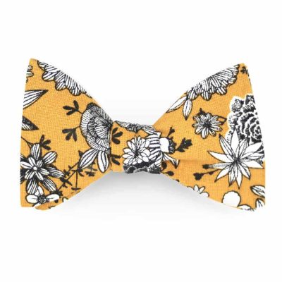 Noeud papillon fleuri jaune ambre - Coq en pap - Accessoire Mode