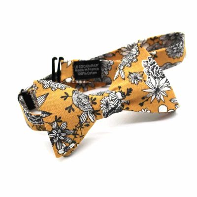 Noeud papillon fleuri jaune ambre - Coq en pap - Accessoire Mode – Image 2