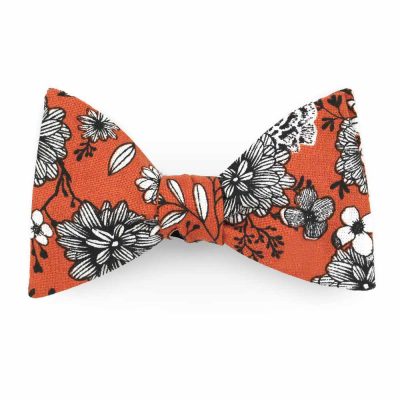 Noeud papillon fleuri orange - Coq en pap - Accessoire Mode