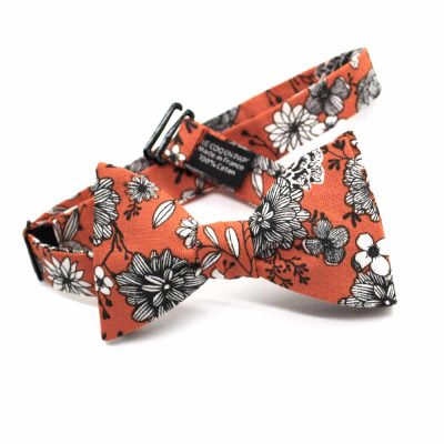 Noeud papillon fleuri orange - Coq en pap - Accessoire Mode – Image 2