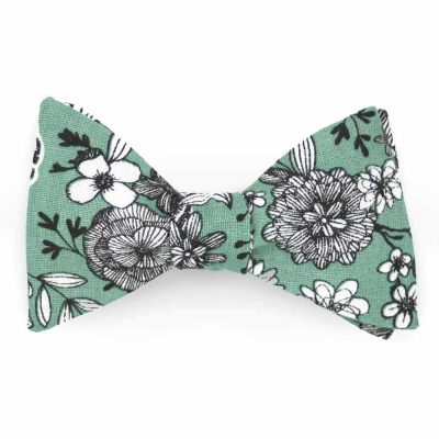 Noeud papillon fleuri vert eucalyptus - Coq en pap - Accessoire Mode