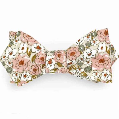Noeud papillon fleuri rose beige - Coq en pap - Accessoire Mode