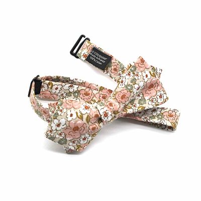 Noeud papillon fleuri rose beige - Coq en pap - Accessoire Mode – Image 2