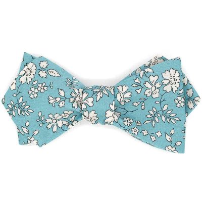 Noeud papillon fleuri bleu vert - Coq en pap - Accessoire Mode