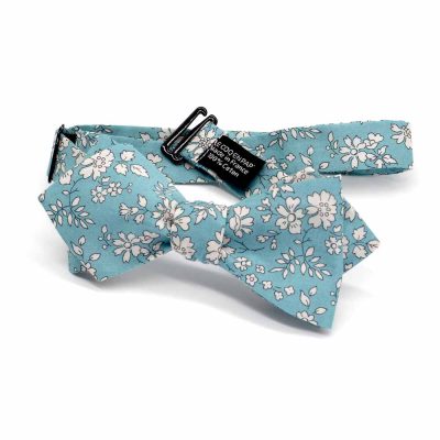 Noeud papillon fleuri bleu vert - Coq en pap - Accessoire Mode – Image 2