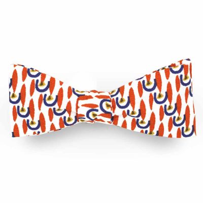 Noeud papillon rayé orange blanc - Coq en pap - Accessoire Mode