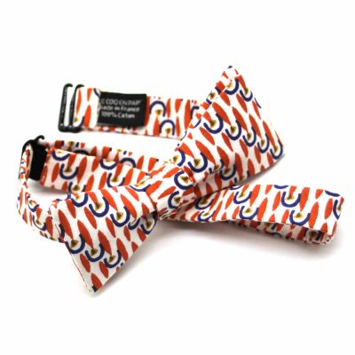 Noeud papillon rayé orange blanc - Coq en pap - Accessoire Mode – Image 2