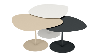 Tables basses gigognes en acier - Matière Grise - Meuble en métal - Galet