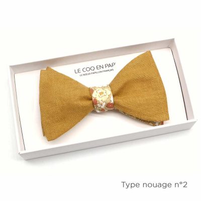 Noeud papillon fleuri beige paille - Coq en pap - Accessoire Mode – Image 2