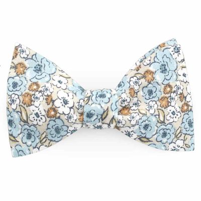 Noeud papillon fleuri beige sable - Coq en pap - Accessoire Mode