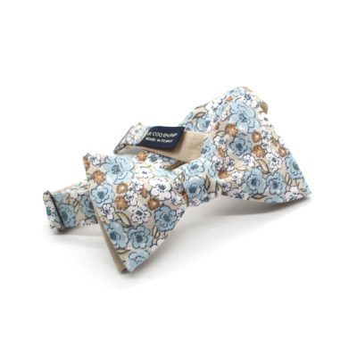 Noeud papillon fleuri beige sable - Coq en pap - Accessoire Mode – Image 2