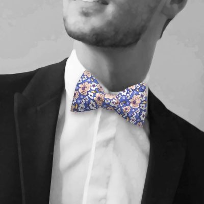 Noeud papillon fleuri rose bleu - Coq en pap - Accessoire Mode – Image 3