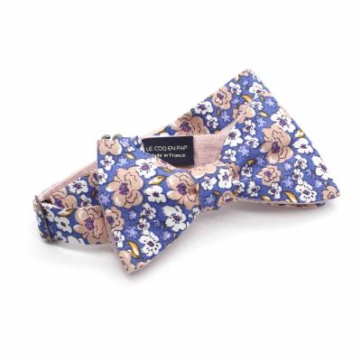 Noeud papillon fleuri rose bleu - Coq en pap - Accessoire Mode – Image 2