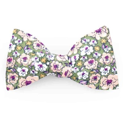 Noeud papillon fleuri vert sauge - Coq en pap - Accessoire Mode
