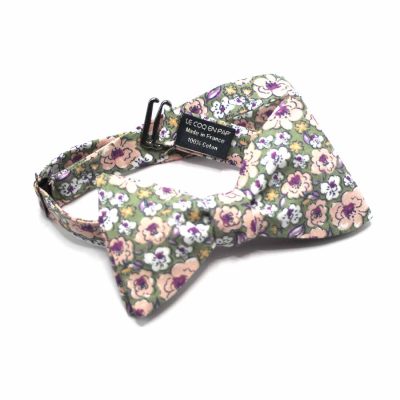 Noeud papillon fleuri vert sauge - Coq en pap - Accessoire Mode – Image 2