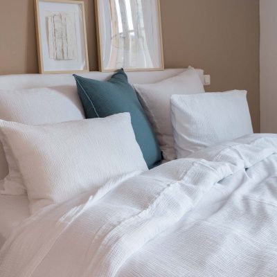 Housse de couette en gaze de coton blanc 240x220 cm - Maison d'été - Linge de maison