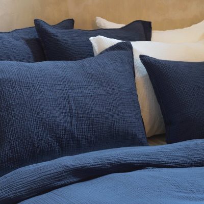 Housse de couette en gaze de coton bleu nuit 240x220 cm - Maison d'été - Linge de maison – Image 2