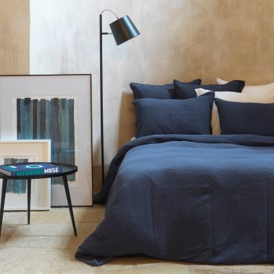 Housse de couette en gaze de coton bleu nuit 240x220 cm - Maison d'été - Linge de maison