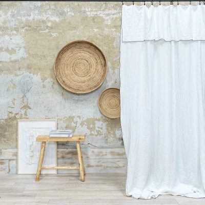 Rideau lin lavé milk bourdon noir 140x270 cm - Maison d'été - Linge de maison