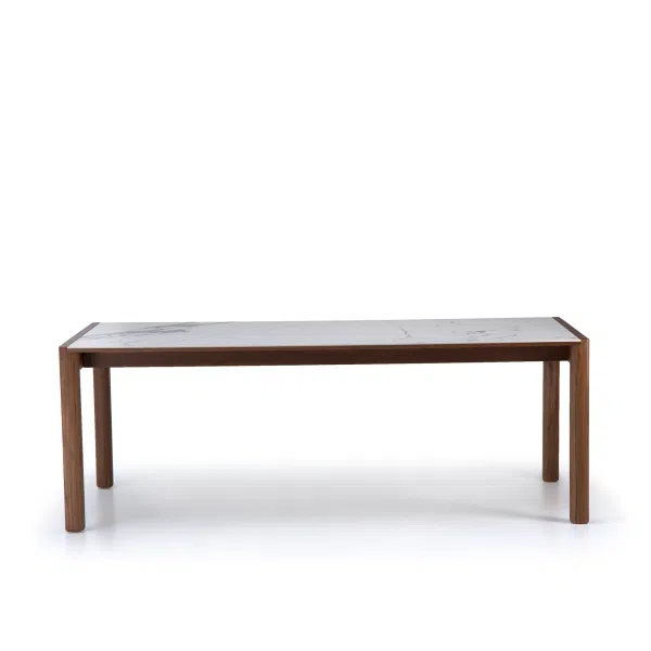 Table fixe 160x100 cm en chêne teinte blanchie plateau bois - Rive - Dasras - Tables à manger – Image 5