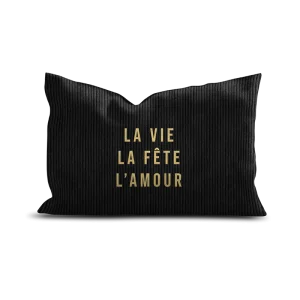Coussin velour design VIE FETE AMOUR - Podevache - Linge de maison
